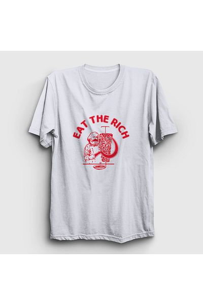 Presmono Λευκό μπλουζάκι Unisex με μοτίβο Karl Marx "Eat The Rich" - 458251 ττ