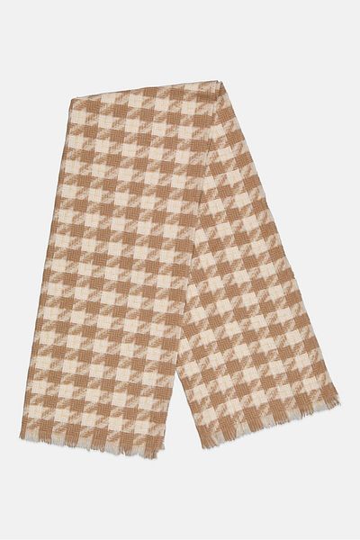 London Fog Women Lurex Check Scarf 70 X 180 Cm, Tan