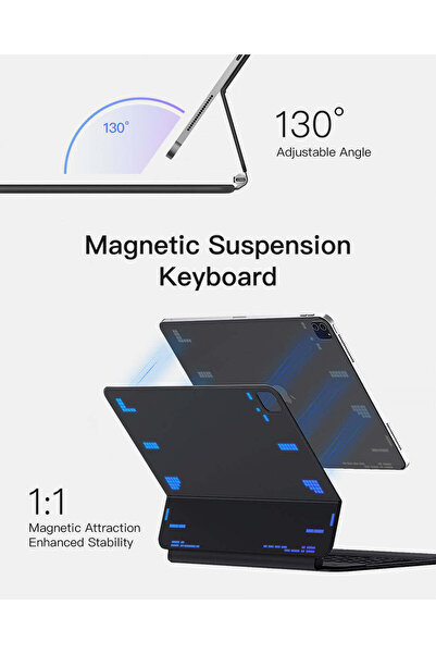 TOKQI İpad Air 13 Inç M3 2025 Uyumlu Manyetik Işıklı Magic Keybord Ultra Klavye