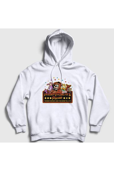 Presmono Φούτερ Five Night At Freddy's Unisex με λευκή κουκούλα - 471563 ττ