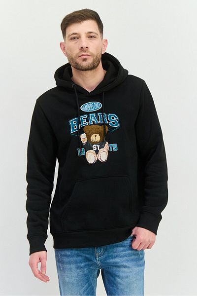 Members Only Men Hooded Long Sleeves Brand Logo Sweatshirt, Black