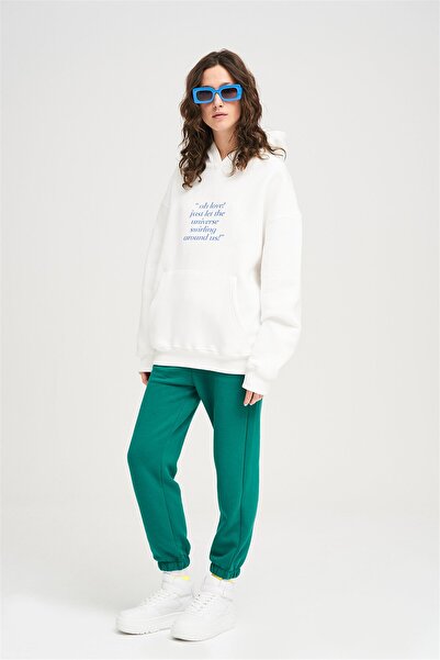 Trendiz Uniszex Fall In Love pulóver kapucnis fehér