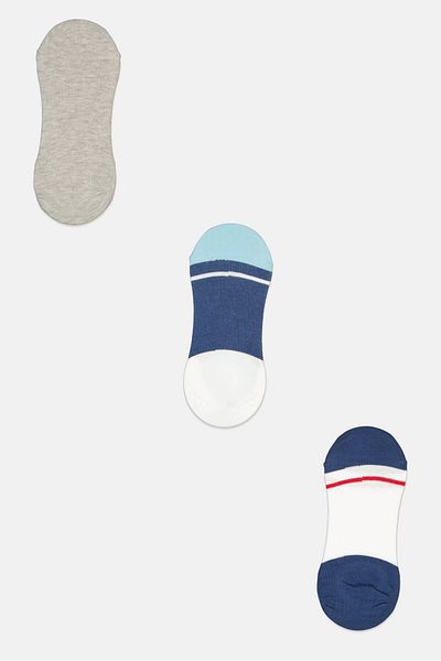 RBX Men 3 Pairs Plain Invisible Socks, Multicolor