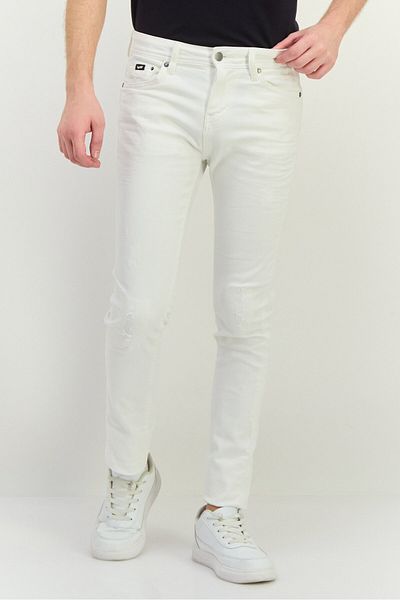 GAS Men Skinny Fit Rip Stretchable Jeans, White