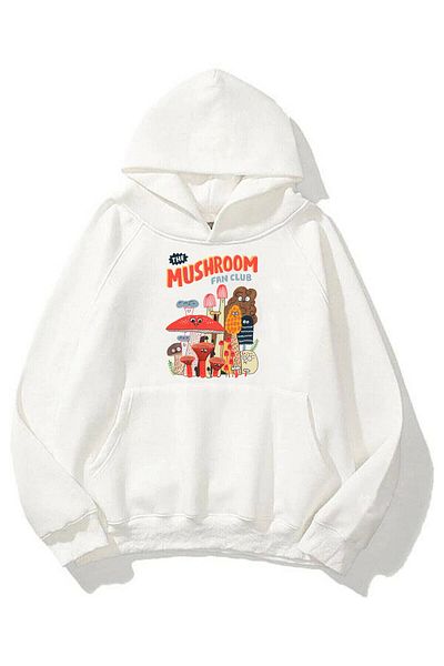Trendiz Unisex The Mushroom Fan Club Λευκό φούτερ Hoodie