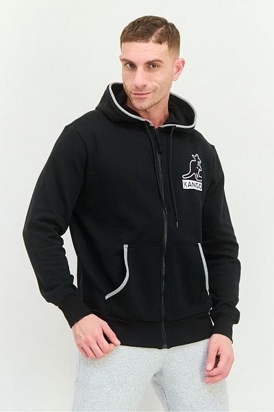 Kangol Men Graphic Print Long Sleeves Hooded Sweatshirt, Black