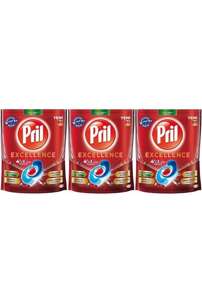 Pril Excellence Bulaşık Makinesi Deterjanı 60 Kapsül X 3 Adet