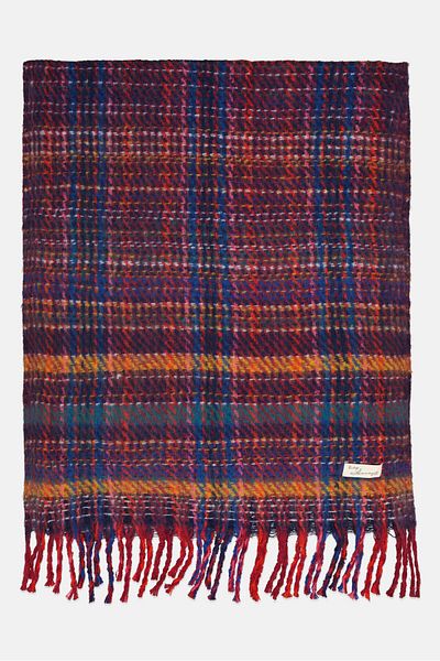 VINTAGE HAVANA Women Plaid Pattern Scarf 182 X 72 Cm, Blue