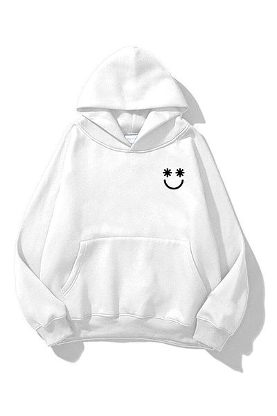 Trendiz Λευκό φούτερ Unisex Smiley