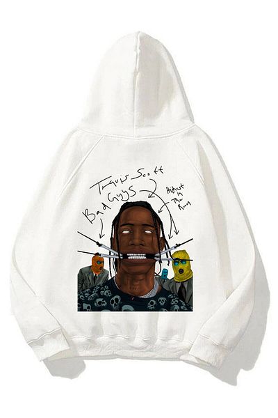 Trendiz Unisex Jackboys Travis Scott White φούτερ με κουκούλα