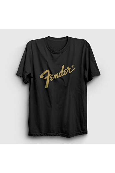 Presmono Unisex Siyah Logo Fender Gitar Gitarist T-Shirt 442500tt