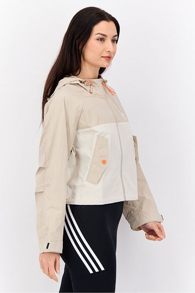 adidas Women Sportswear Fit Long Sleeve Outdoor Hooded Jacket, Cream
