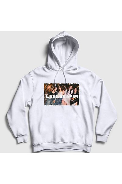 Presmono Λευκό Le Sserafim K Pop Hooded Unisex φούτερ - 438553 ττ