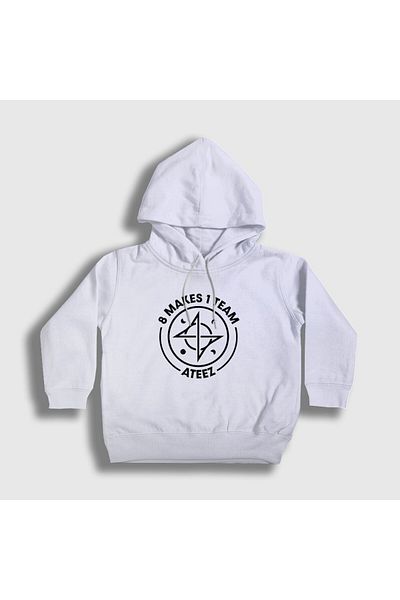 Presmono Λευκό Unisex Παιδικό φούτερ Ateez με κουκούλα 8 Makes 1 Team - 430299 ττ
