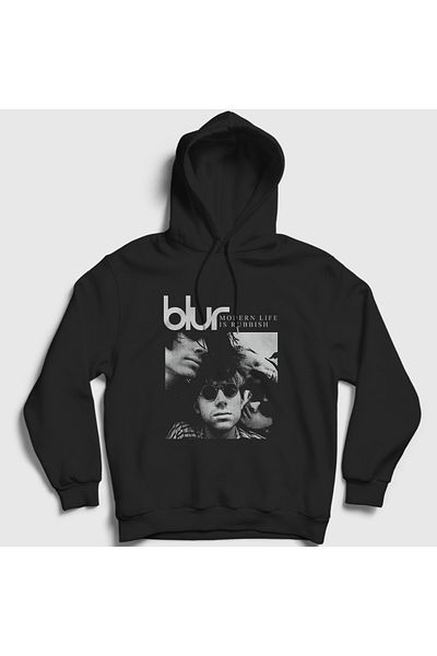 Presmono Μαύρο φούτερ Unisex με κουκούλα Rubbish Blur - 455721 ττ