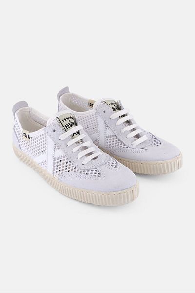 Victoria Women Lace Up Micro Suede Casual Shoes, White