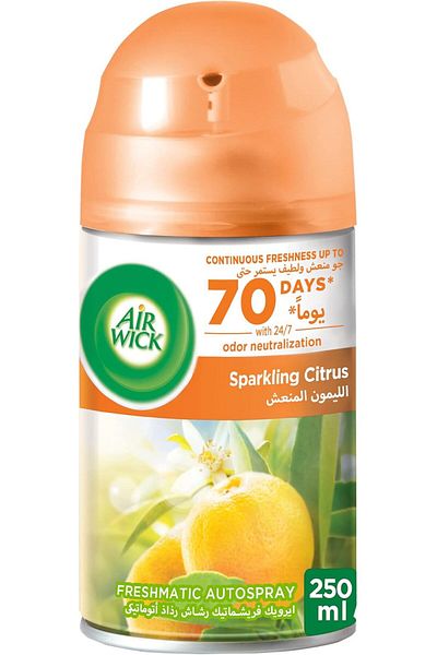 Air Wick Freshmatic Spray & Refill, Sparkling Citrus, Eliminates Odors like Cat Litter, 250ml
