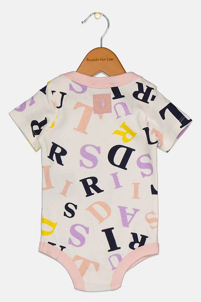 Trussardi Toddlers Girl Allover Print Short Sleeves Bodysuit, Multicolor