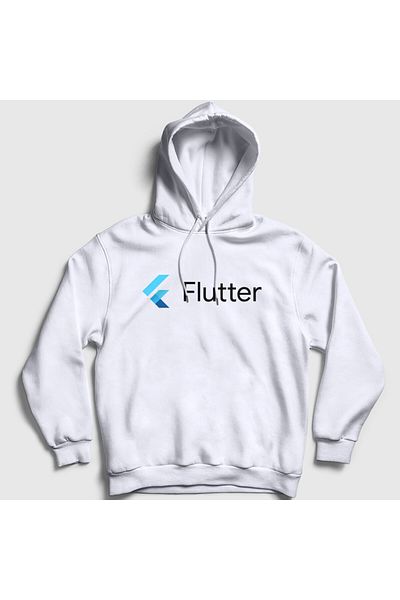 Presmono Λευκό λογότυπο Flutter Προγραμματισμός Unisex Φούτερ με κουκούλα - 442763 ττ