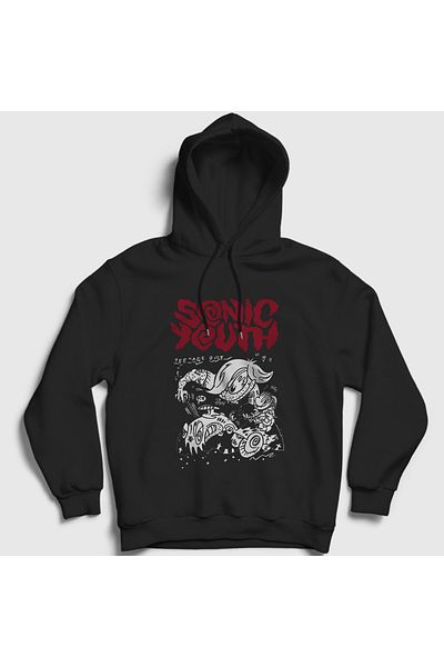 Presmono Sonic Youth Unisex με κουκούλα μαύρο εφηβικό φούτερ - 456013 ττ
