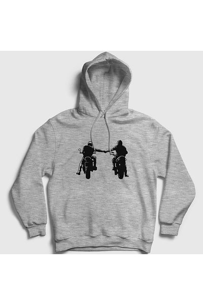 Presmono Φούτερ Biker Brotherhood Unisex Grey Hooded - Δώρο ποδηλάτου 457889 ττ