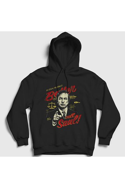 Presmono Μαύρο φούτερ Unisex με κουκούλα Better Call Saul - 453197 ττ