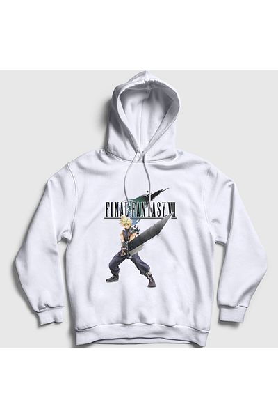 Presmono Φούτερ με λευκή κουκούλα Unisex Final Fantasy VII - Cloud Strife 434737 TT