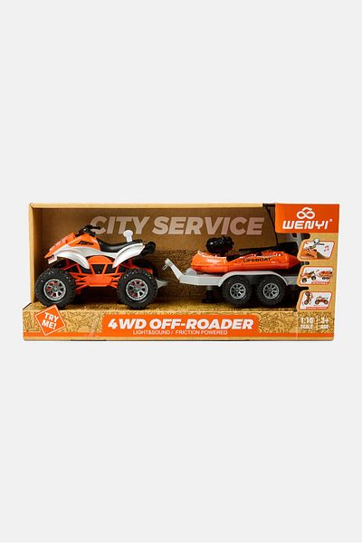 Wenyi 4wd Off-roader Squad Bike With Speed Boat Carrier, Orange