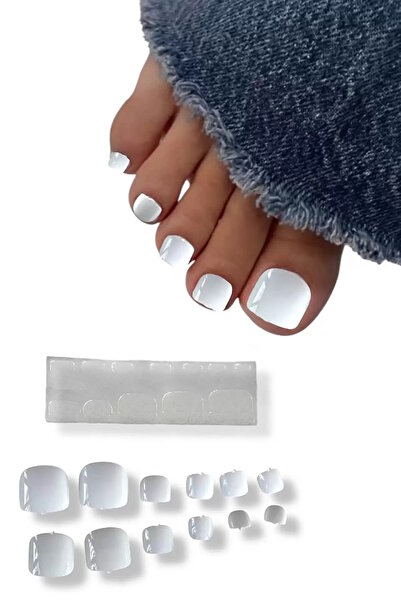 CAŞ DEKORASYON 12'li Beyaz Renk Ayak Takma Tırnak Seti
