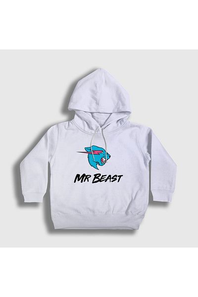 Presmono Hanorac alb cu glugă pentru copii unisex Mr Beast - 431938 tt