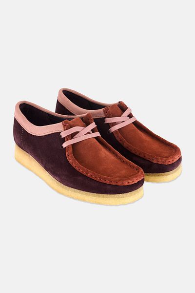 CLARKS Women Standard Wallabee Suede Lace Up Shoes, Maroon