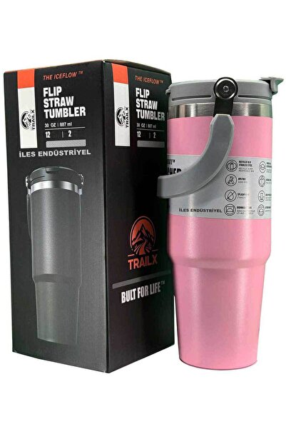 Trailx Vakumlu Termos, Paslanmaz Çelik 30 Oz/887 ml, Pembe