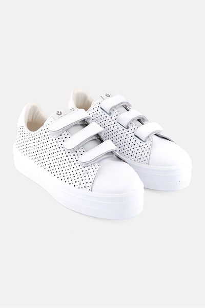 Victoria Women Barcelona Piel Perforado Velcro Closure Shoes, White