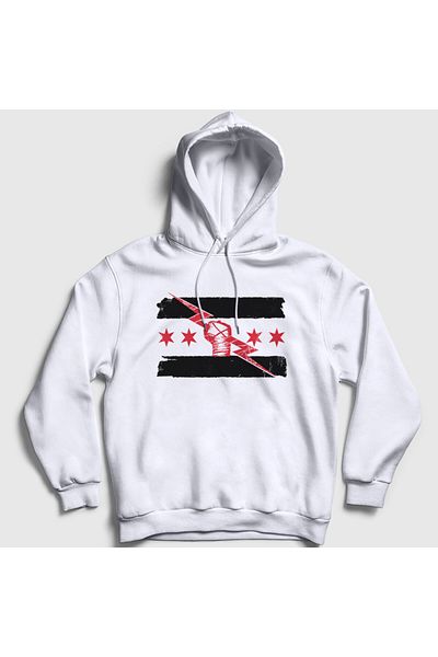 Presmono Φούτερ με λευκή κουκούλα Unisex με λογότυπο WWE CM Punk - 434807 ττ