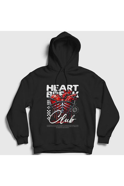 Presmono Унисекс черен суитшърт с качулка Heartbreak Club - 469571tt