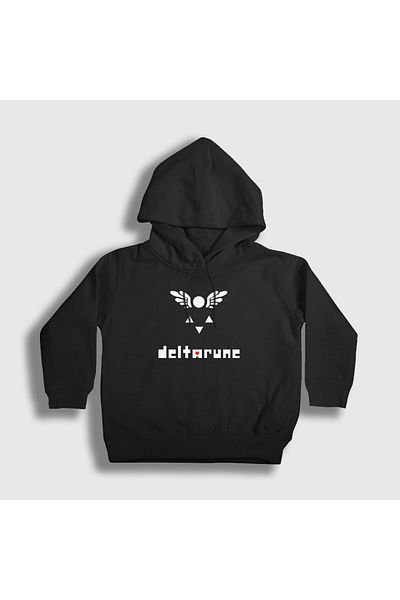 Presmono Унисекс детски суитшърт с качулка, черен - Deltarune Undertale Logo 435957tt