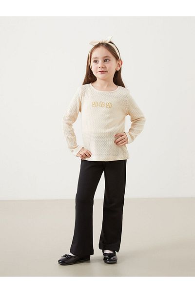 LC Waikiki Crew Neck Girls Blouse and Leggings Pants 2 Pcs