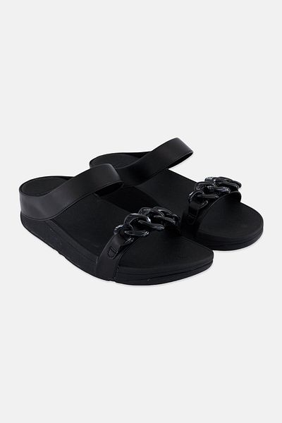 Fitflop صندل نسائي سهل الارتداء بسلسلة فينو، أسود