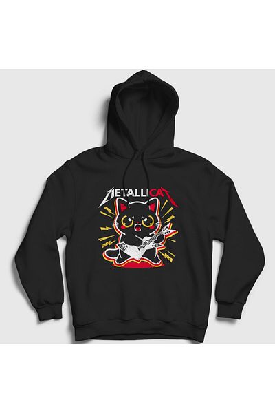 Presmono Унисекс суитшърт с качулка Metallicat черен - 460530tt