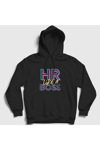 Presmono Unisex Black Hr Like a Human Resources Hooded Sweatshirt 465107Tt