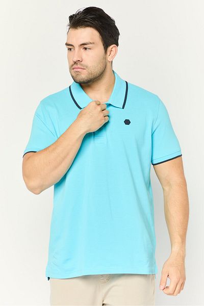Cerruti 1881 Men Regular Fit Brand Logo Short Sleeves Polo Shirt, Sky Blue