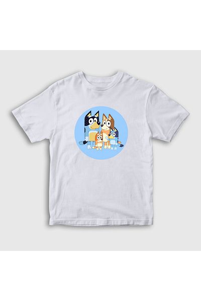 Presmono Λευκό Bluey Family Bandit Chili Unisex Παιδικό T-Shirt - 450949 ττ