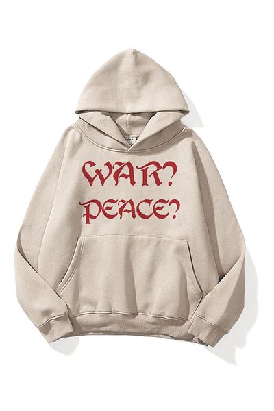 Trendiz Unisex Φούτερ War Peace Hoodie Stone