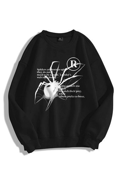Trendiz Unisex Φούτερ με λαιμόκοψη Spider R Crew Μαύρο Hoodie