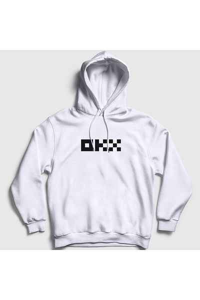 Presmono Φούτερ με λευκή κουκούλα Unisex με μοτίβο Okx Bitcoin Blockchain - 432130 ττ