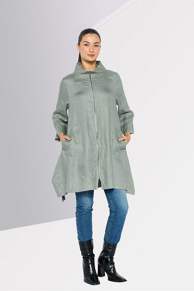 Emporio Armani Women Plain Trench Coat Jacket, Grey