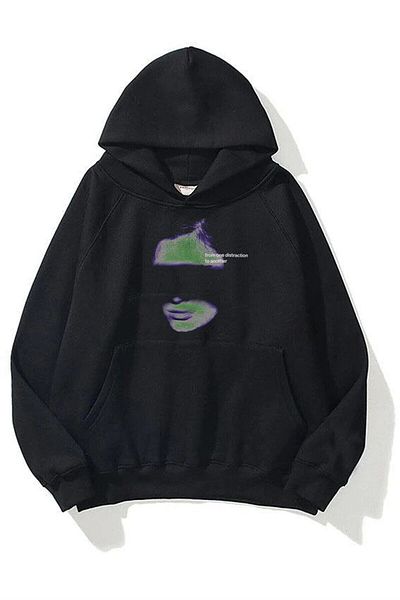 Trendiz Unisex Φούτερ Distraction Μαύρο με κουκούλα