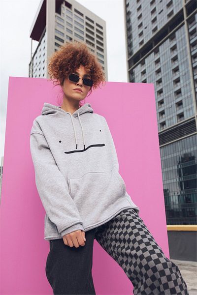 Trendiz Φούτερ Dreamwastaken Unisex με γκρι κουκούλα