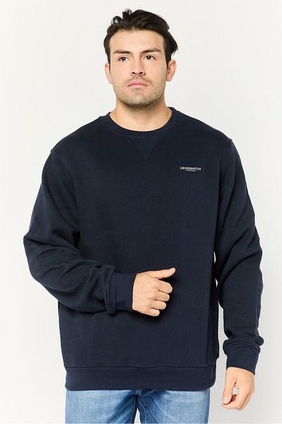 Crosshatch Men 2 Pieces Crew Neck Brand Logo Long Sleeve Sweatshirts, Navy