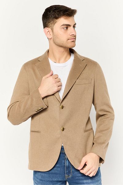 Emporio Armani Men Regular Fit Textured Formal Blazer, Brown
